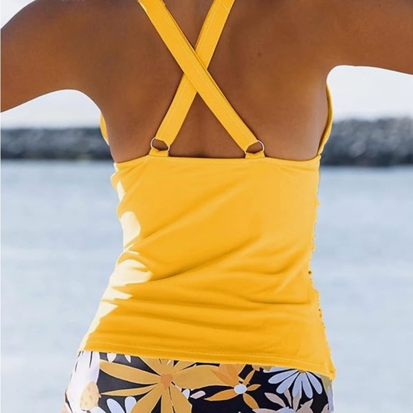 NWTBeachsissi Women’s Cute Floral Print Swimsuit VNeck Tummy ControlTankini set - Picture 5 of 10